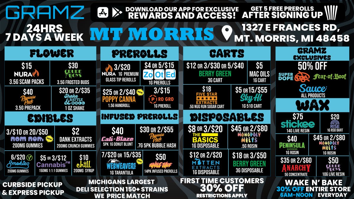 Gramz Cannabis - Mt. Morris 💰 BEST 24/7 PRICES IN THE MITTEN ✋