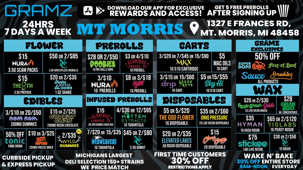 Gramz Cannabis - Mt. Morris 💰 BEST 24/7 PRICES IN THE MITTEN ✋