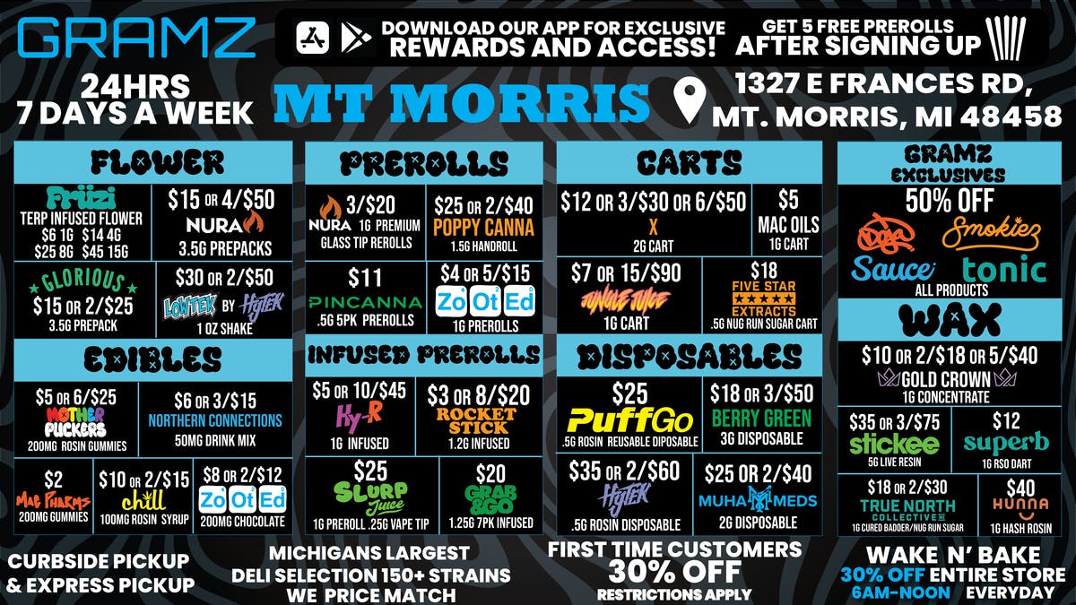 Gramz Cannabis - Mt. Morris 💰 BEST 24/7 PRICES IN THE MITTEN ✋