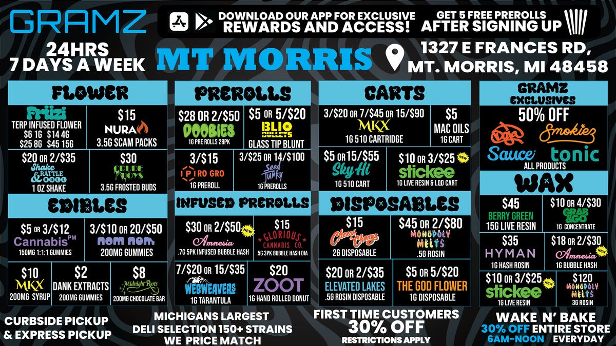 Gramz Cannabis - Mt. Morris 💰 BEST 24/7 PRICES IN THE MITTEN ✋