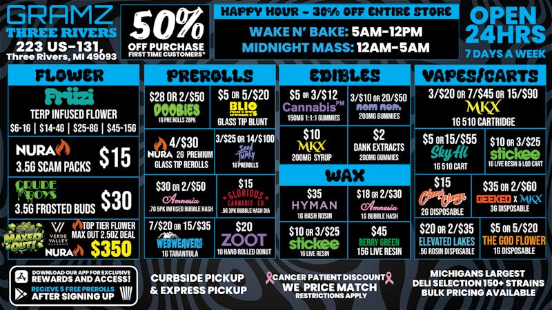 Gramz Cannabis - Three Rivers 🔥 OPEN 24 HOURS. ALWAYS LOADED🔥
