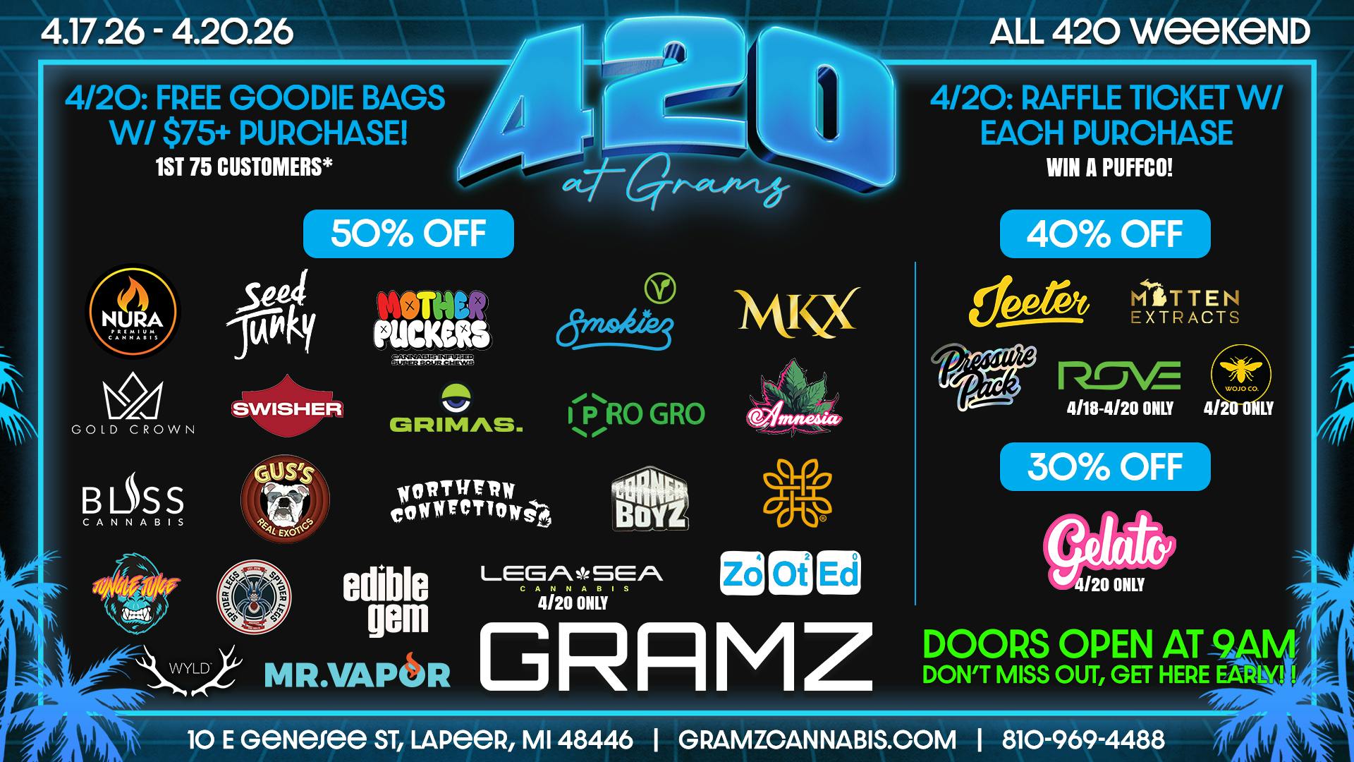 Gramz Cannabis - Lapeer 4/20 at Gramz Lapeer 🔥 Goodie bags & raffles!