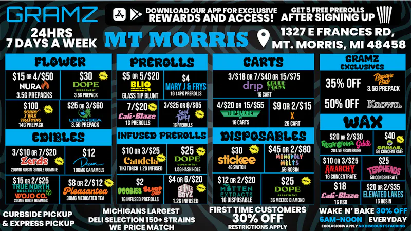 Gramz Cannabis - Mt. Morris 🌿 The Plug Don’t Sleep — Mt. Morris Stays Open