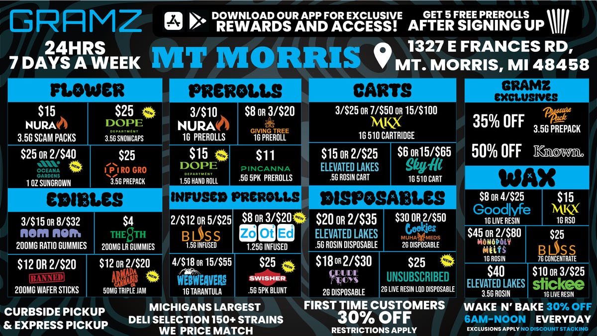 Gramz Cannabis - Mt. Morris 💰 BEST 24/7 PRICES IN THE MITTEN ✋