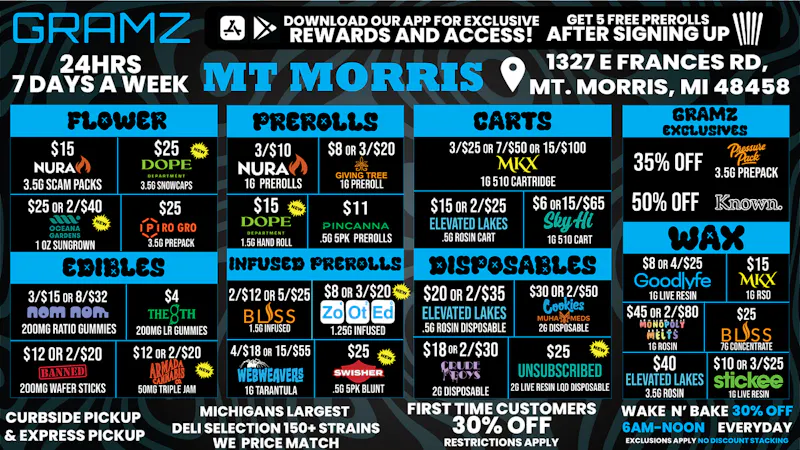 Gramz Cannabis - Mt. Morris 💰 BEST 24/7 PRICES IN THE MITTEN ✋