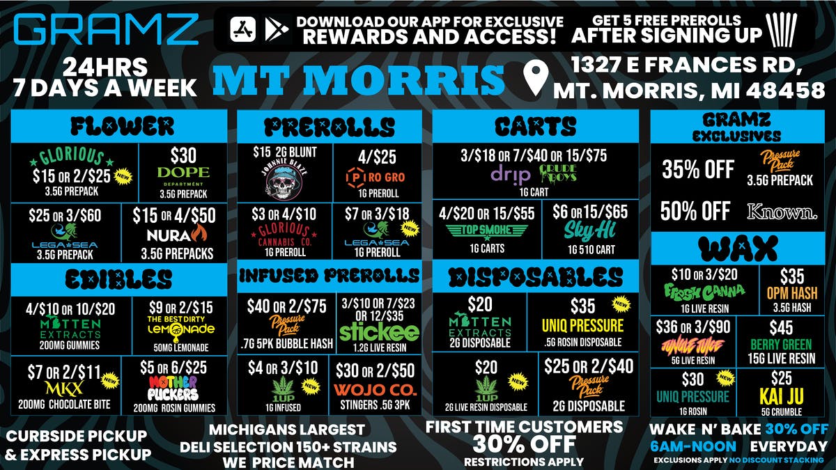Gramz Cannabis - Mt. Morris 💨 Up Late? We Got You — Deals All Night