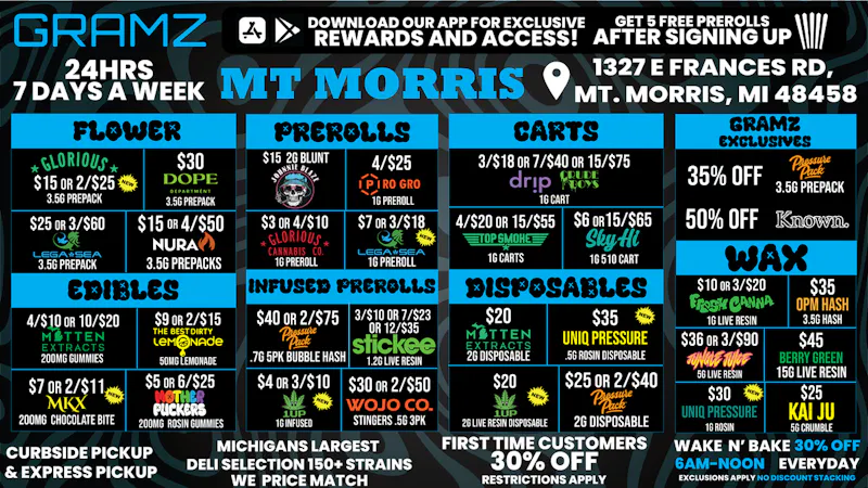 Gramz Cannabis - Mt. Morris 💨 Up Late? We Got You — Deals All Night