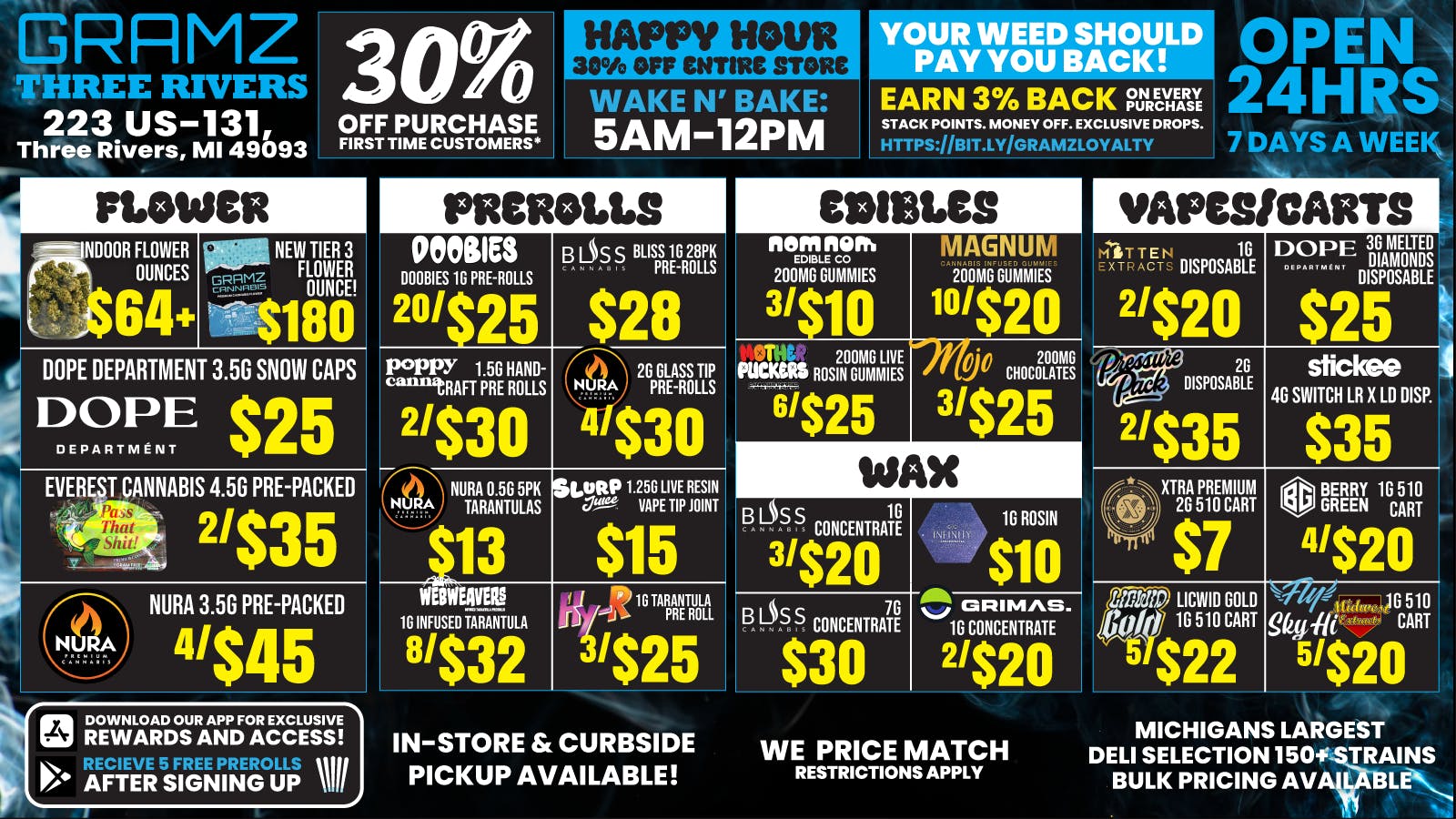 Gramz Cannabis - Three Rivers 🔥 Deals That Don’t Sleep — 24 Hours 🔥