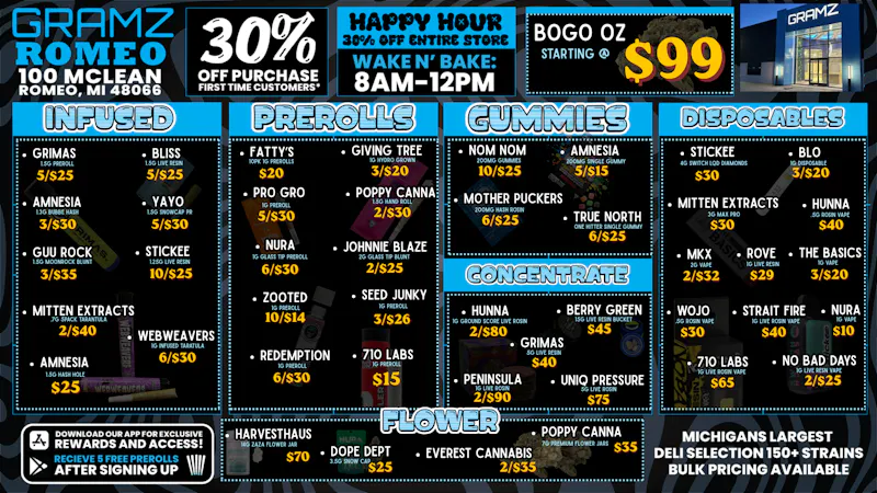 Gramz Cannabis - Romeo 🚨🔥 GRAMZ ROMEO DEAL DROP 🔥🚨 SWEET DEALS.