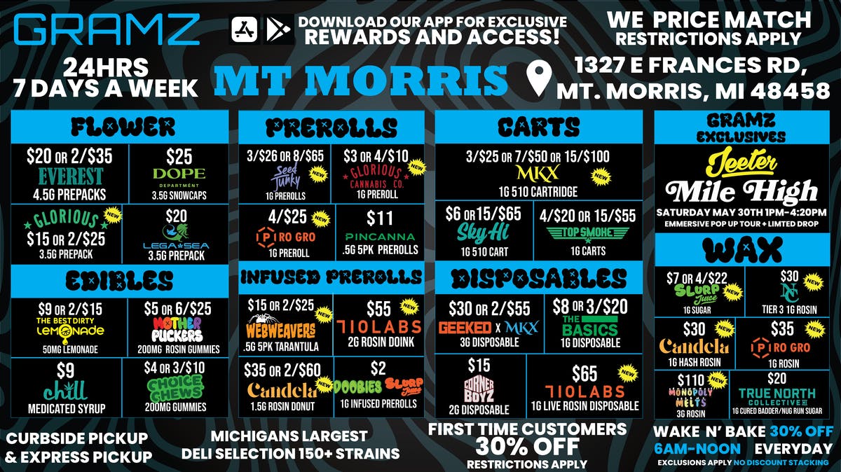 Gramz Cannabis - Mt. Morris Stock Up & Save Big 24/7 @ Gramz Mt Morris 💚