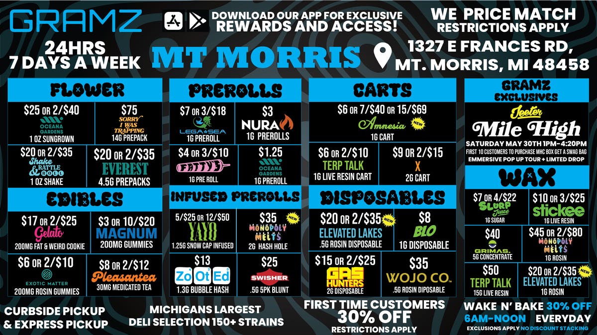 Gramz Cannabis - Mt. Morris 💰 BEST 24/7 PRICES IN THE MITTEN ✋