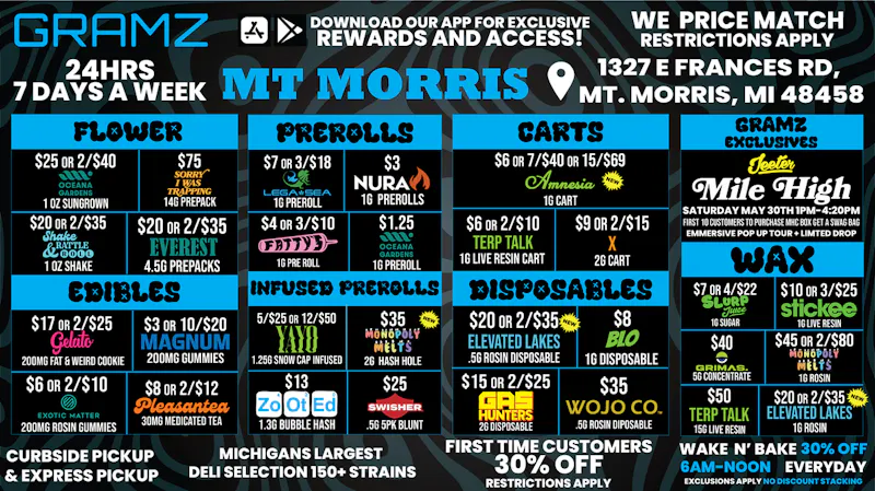 Gramz Cannabis - Mt. Morris 💰 BEST 24/7 PRICES IN THE MITTEN ✋