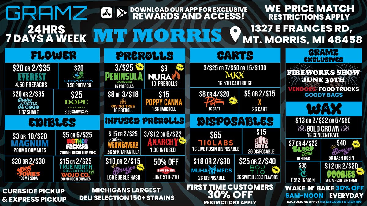 Gramz Cannabis - Mt. Morris 💨 Up Late? We Got You — Deals All Night