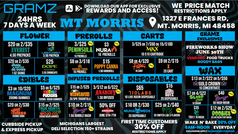 Gramz Cannabis - Mt. Morris 💨 Up Late? We Got You — Deals All Night