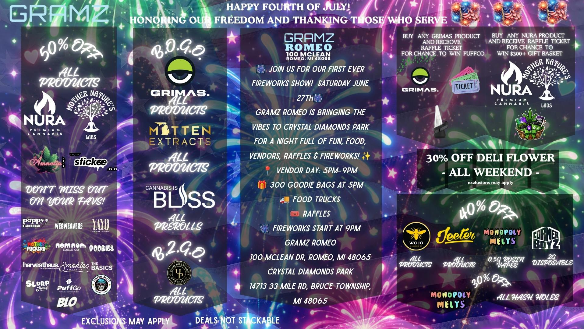 Gramz Cannabis - Romeo 🎇 Romeo Fireworks Show & Massive Savings!