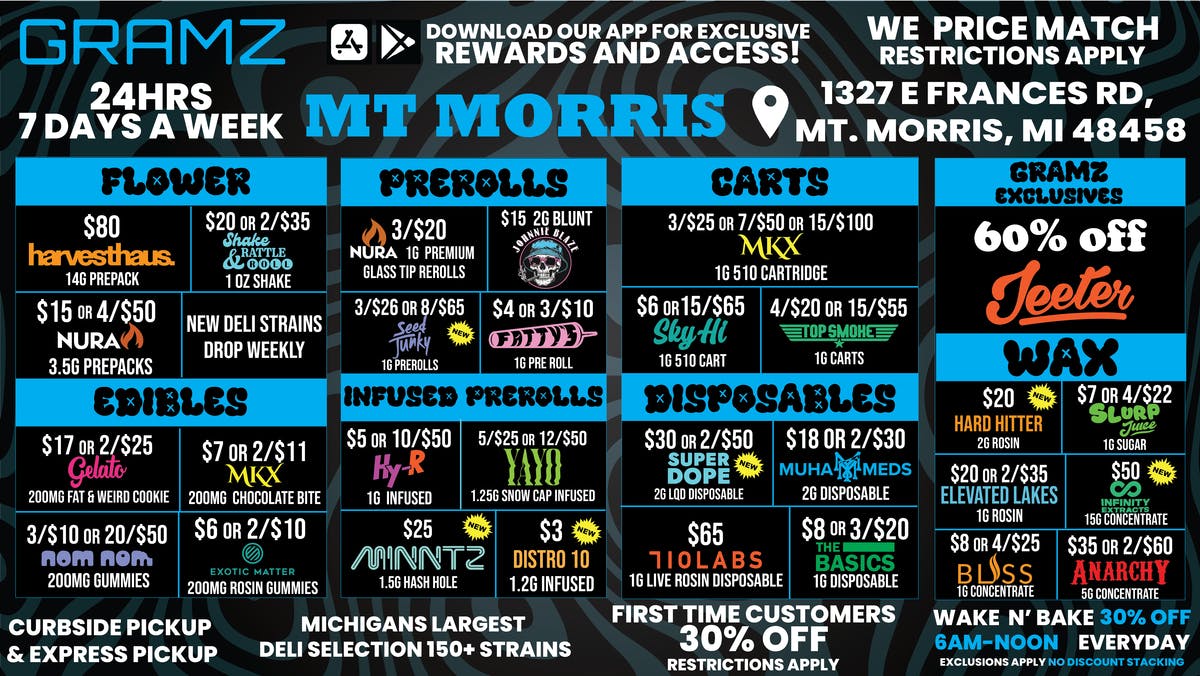 Gramz Cannabis - Mt. Morris 🔥 MT. MORRIS HOT DROP! SAVINGS INSIDE 💨