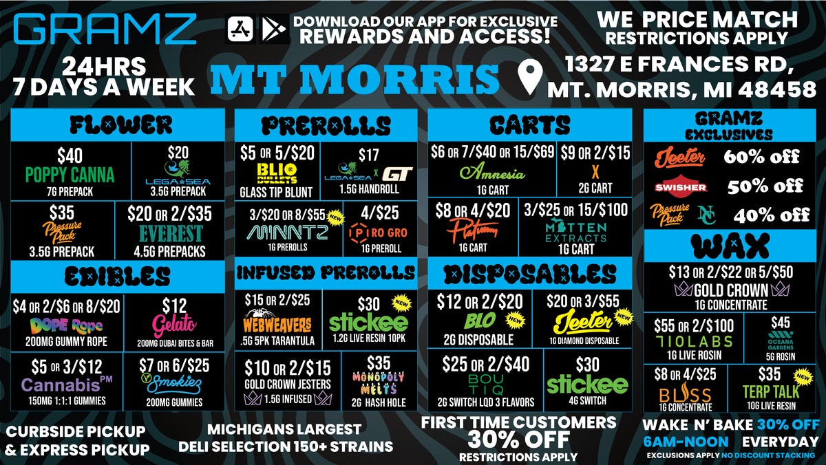 Gramz Cannabis - Mt. Morris 🚨🔥 MT. MORRIS IS PACKED WITH DEALS! 🌿💨