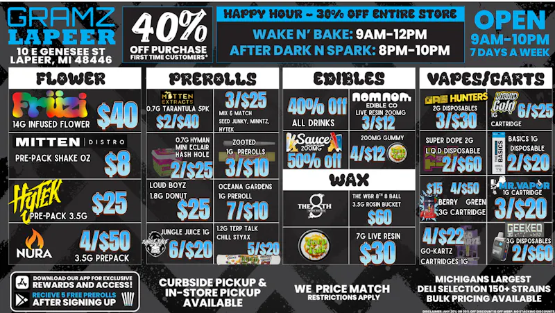 Gramz Cannabis - Lapeer 🔥 Fresh Drops & Huge Savings at GRAMZ Lapeer 🌿