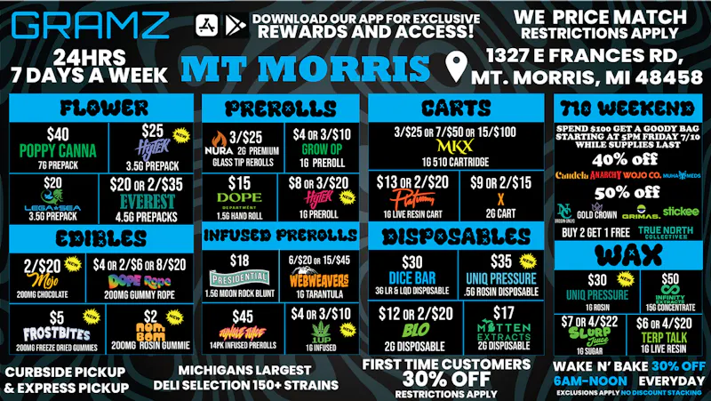 Gramz Cannabis - Mt. Morris 🔥 Fresh Drops & Big Savings at Mt. Morris 🌿