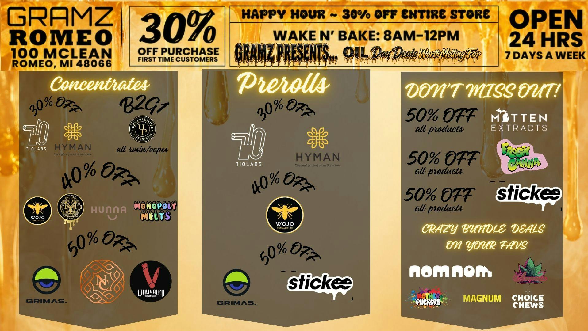 Gramz Cannabis - Romeo 🔥 Oil Day Deals + 30% Wake N' Bake! 🌿
