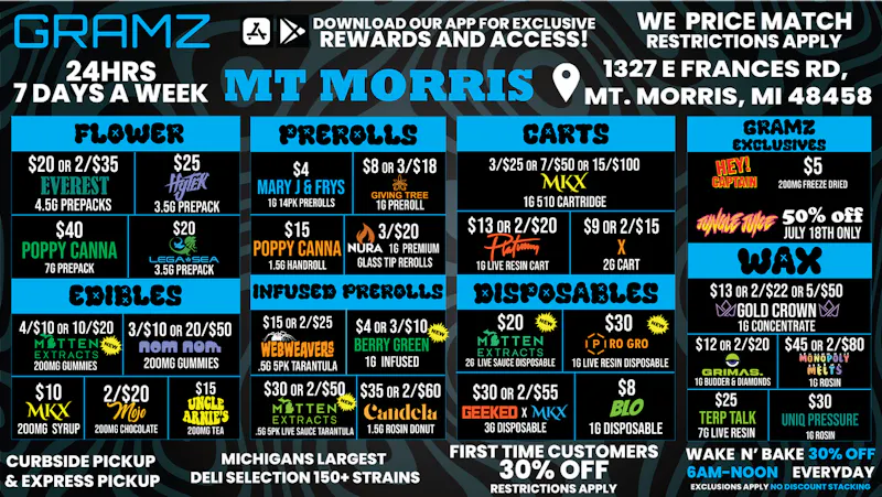 Gramz Cannabis - Mt. Morris 🔥 Mt. Morris Deals You Can't Miss! 🌿