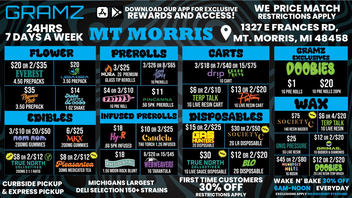 Gramz Cannabis - Mt. Morris 🔥 Mount Morris 24/7 Deals You Can't Miss! 🔥