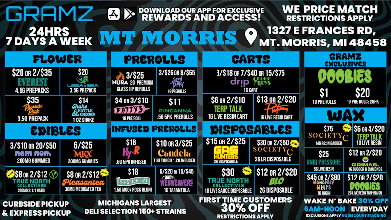 Gramz Cannabis - Mt. Morris 🔥 Mount Morris 24/7 Deals You Can't Miss! 🔥