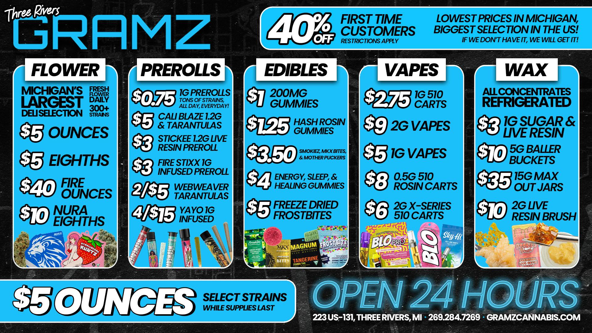 Gramz Cannabis - Three Rivers 🔥 UNBEATABLE DEALS AT GRAMZ: $5 OUNCES!