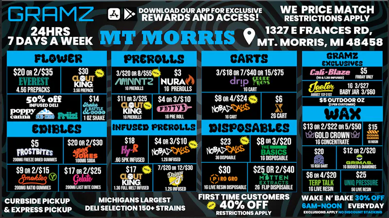 Gramz Cannabis - Mt. Morris 🔥BIG Flower, Vape & Edible Deals 🎉 MT MORRIS