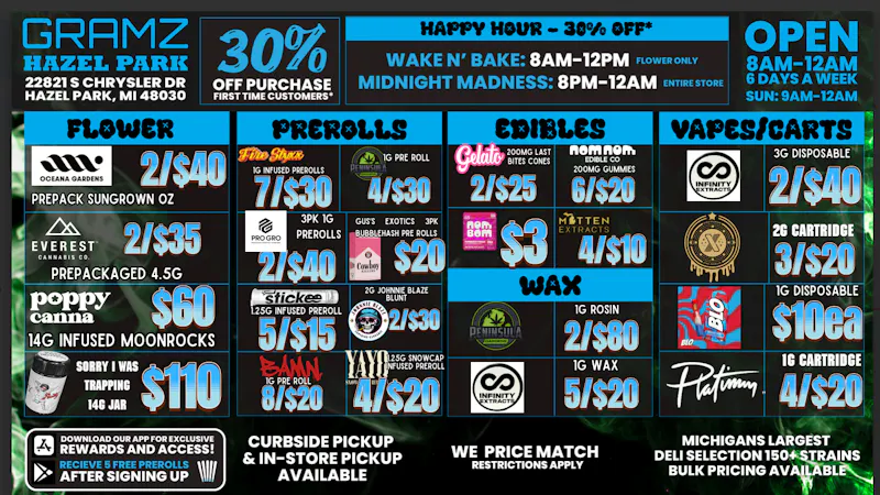 Gramz Cannabis - Hazel Park 🔥 Hazel Park Weekend Deals + BOGO Wax 🌿