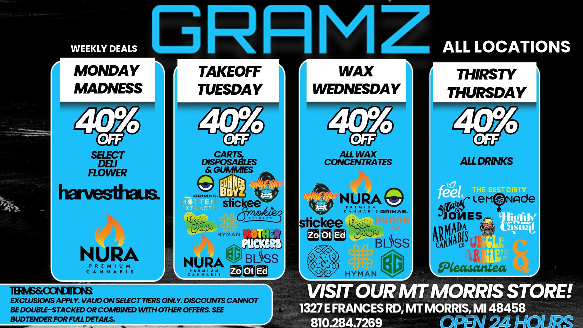 Gramz Cannabis - Mt. Morris 🔥 40% OFF All Week at Gramz Mt Morris! 🌿