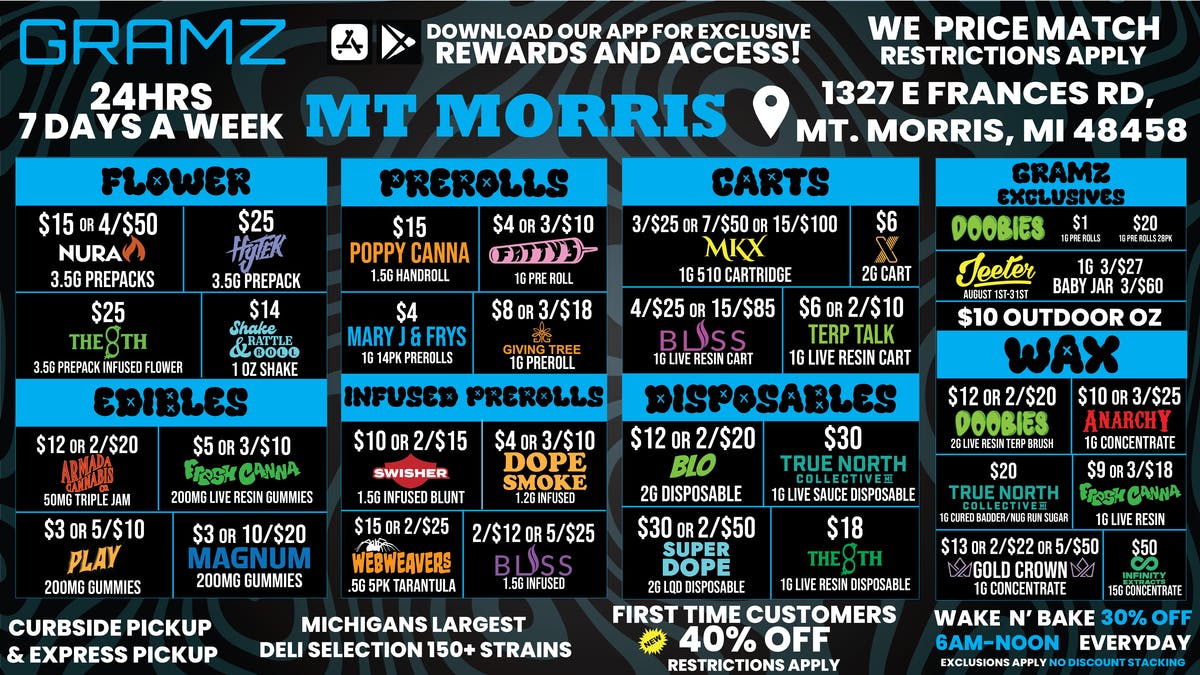 Gramz Cannabis - Mt. Morris 😴 Warning: Deals May Cause Couch Lock