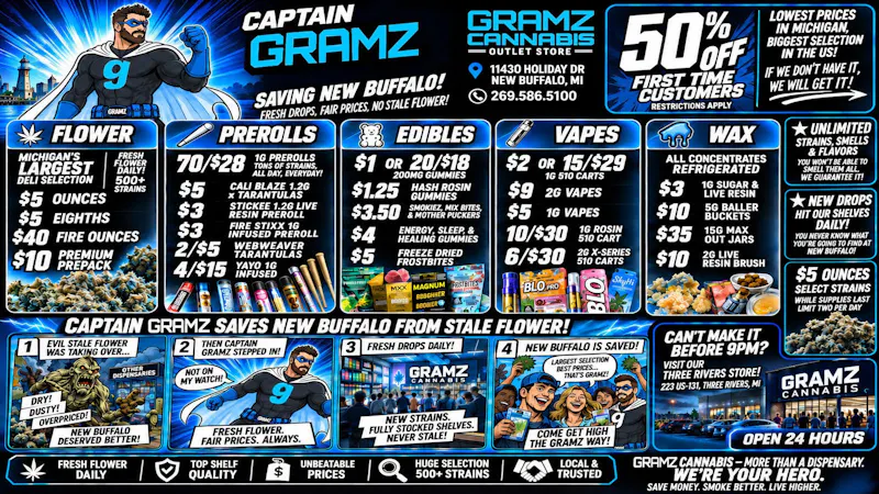 Gramz New Buffalo 50% Off First Visit! Fresh Drops No Stale Flower