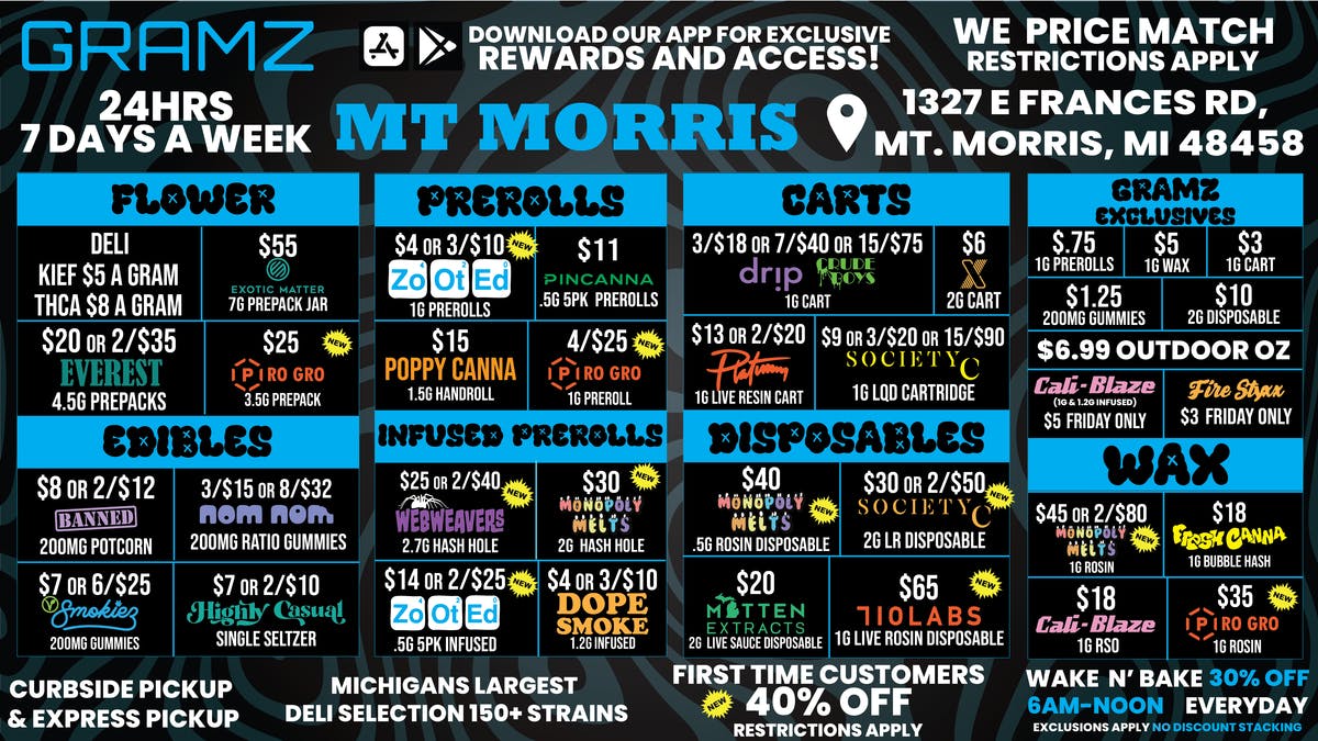 Gramz Cannabis - Mt. Morris 🔥 Gramz Mt. Morris — 40% Off New Customers