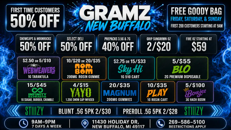 Gramz New Buffalo 🔥 Gramz New Buffalo Weekend Deals—Save Up to 50%