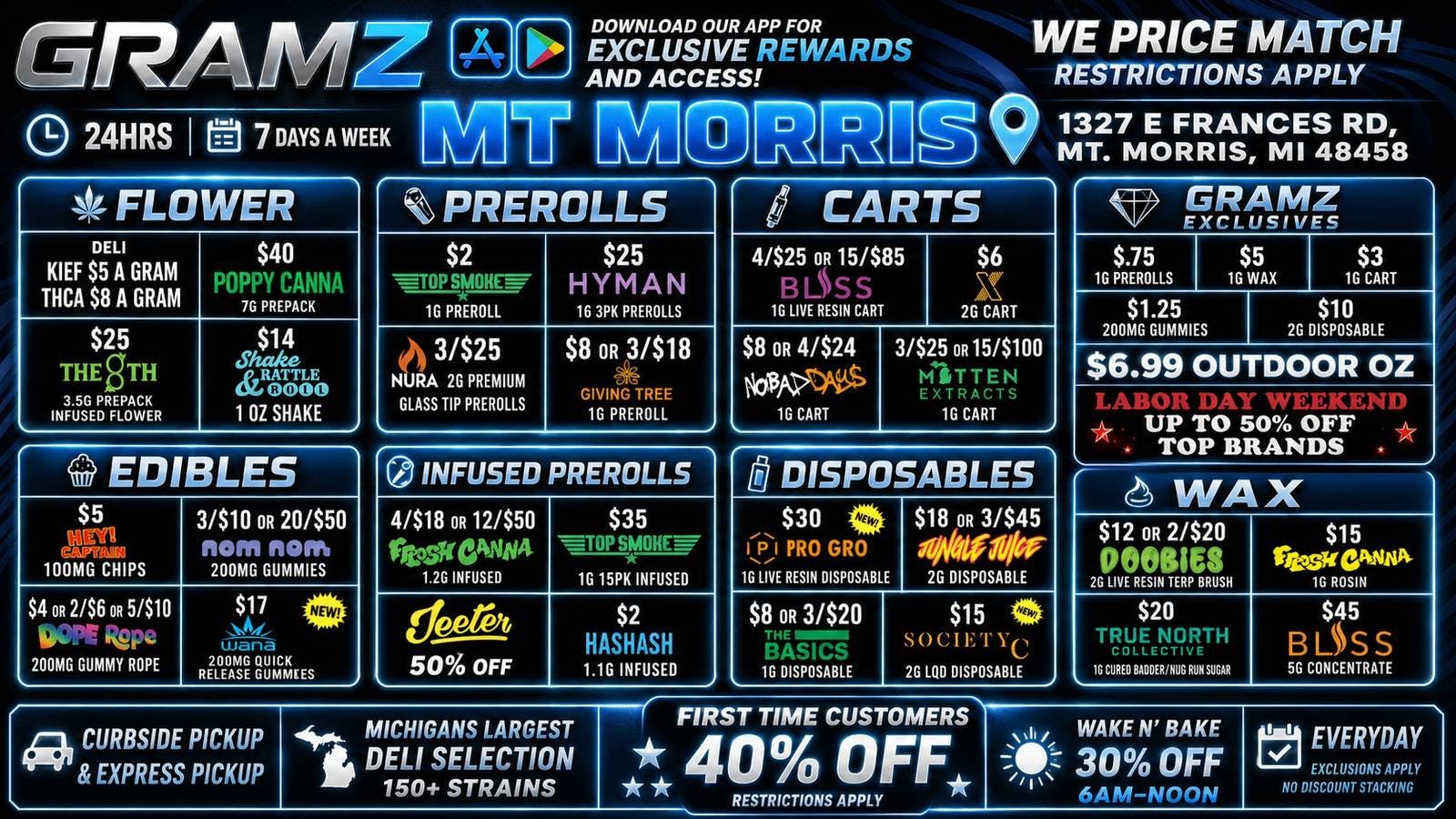 Gramz Cannabis - Mt. Morris 💨 UP TO 50% OFF - 🔥 24/7 DEALS AT GRAMZ