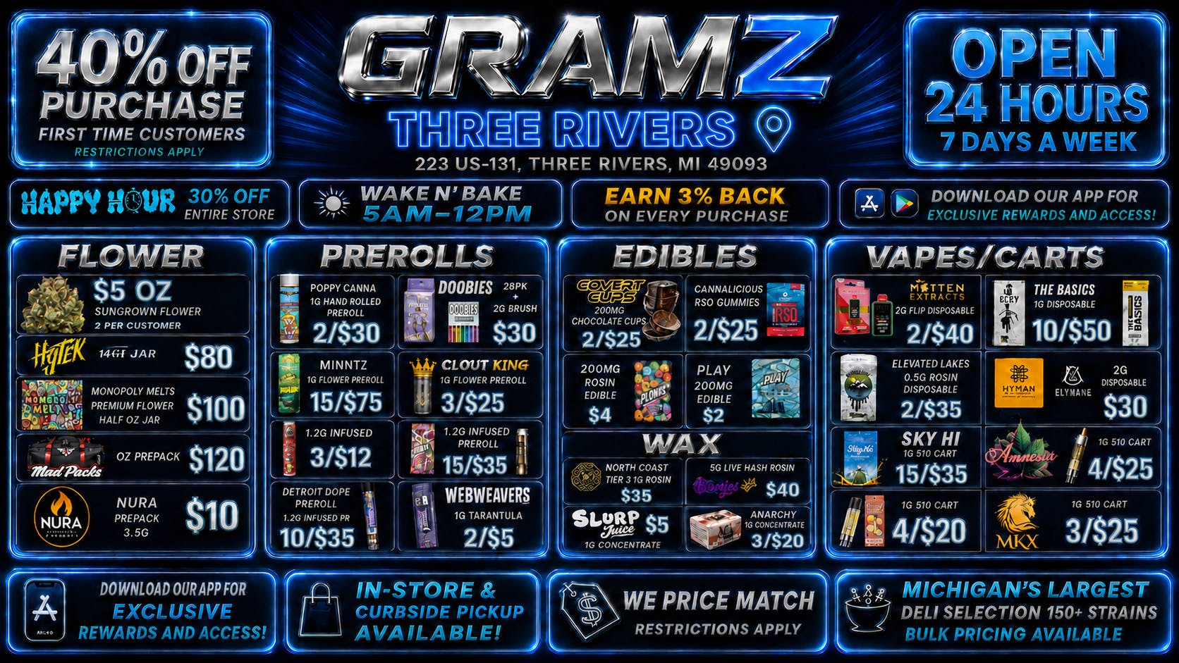 Gramz Cannabis - Three Rivers 💨 Happy Hour 30% Off, Flower $5 — 3 Rivers