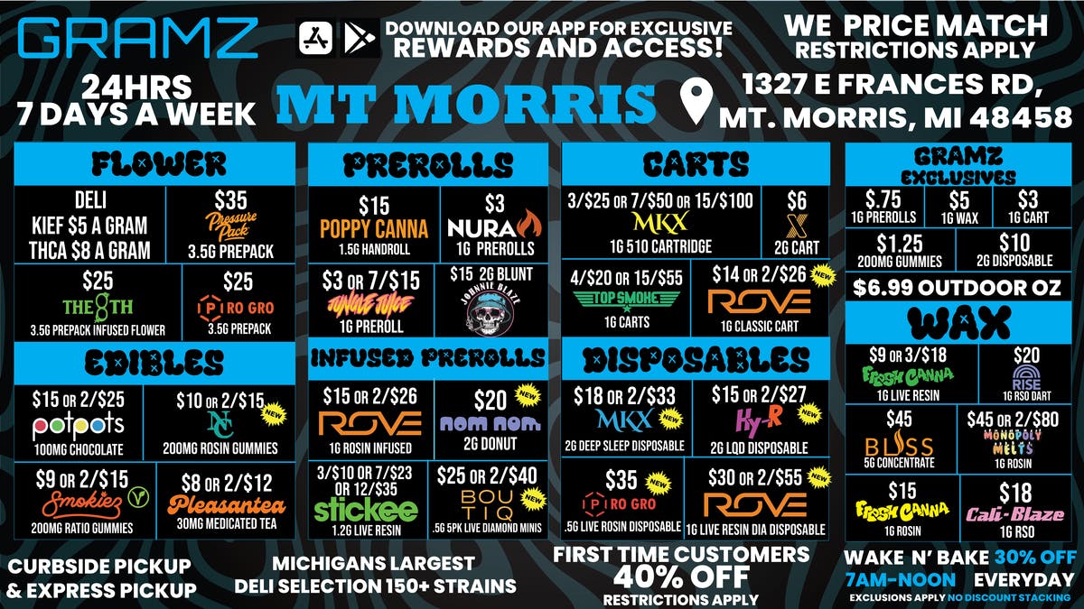 Gramz Cannabis - Mt. Morris 🎉 Labor Day ✨ SPECIALS