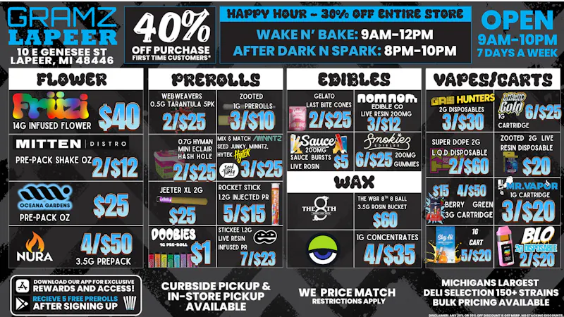 Gramz Cannabis - Lapeer 🔥 Gramz Labor Day Deals Are HERE! 🌿💨