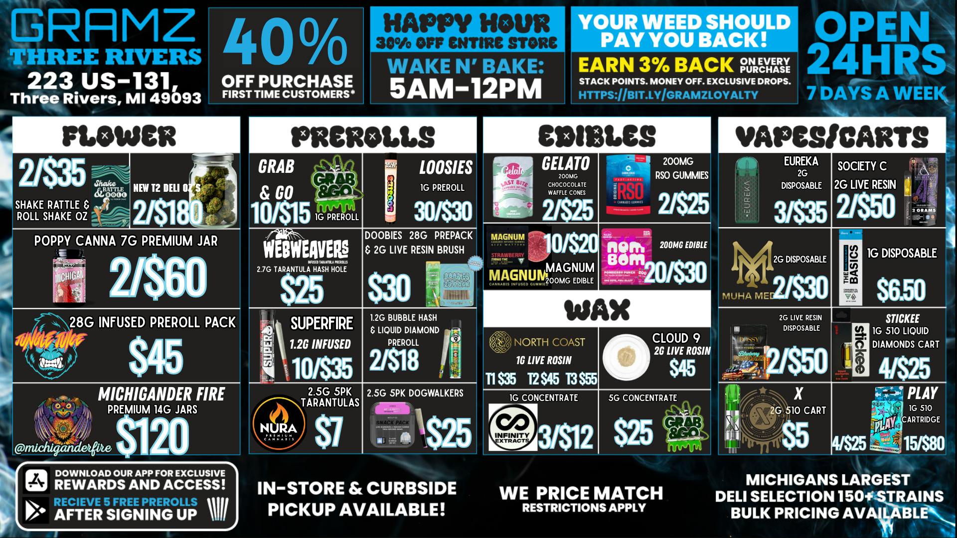Gramz Cannabis - Three Rivers 🔥 Gramz Three Rivers: Open 24HRS, 40% Off!