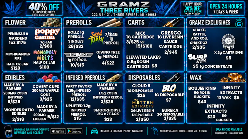 Gramz Cannabis - Three Rivers 🔥 Three Rivers deals: Shake OZ 2/$35 & more!