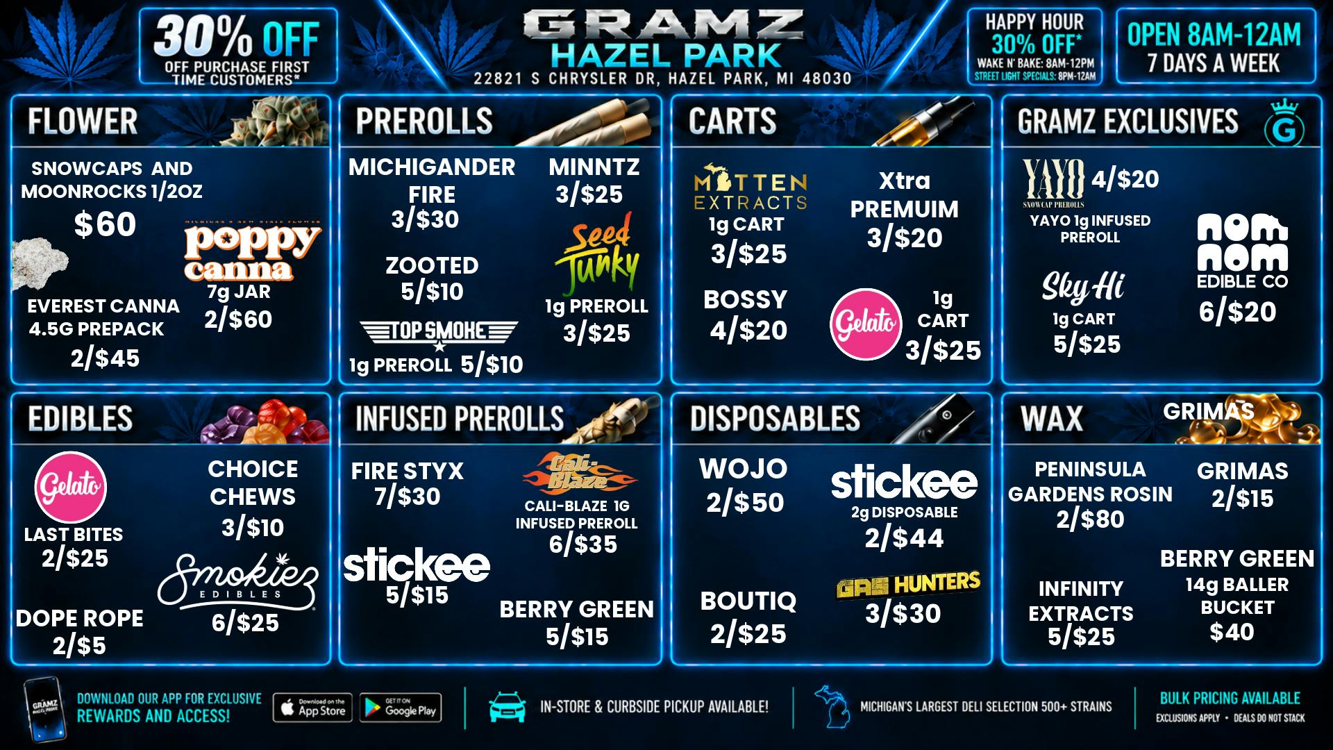 Gramz Cannabis - Hazel Park 🔥 Hazel Park deals: Snowcaps ½oz $60 & more!