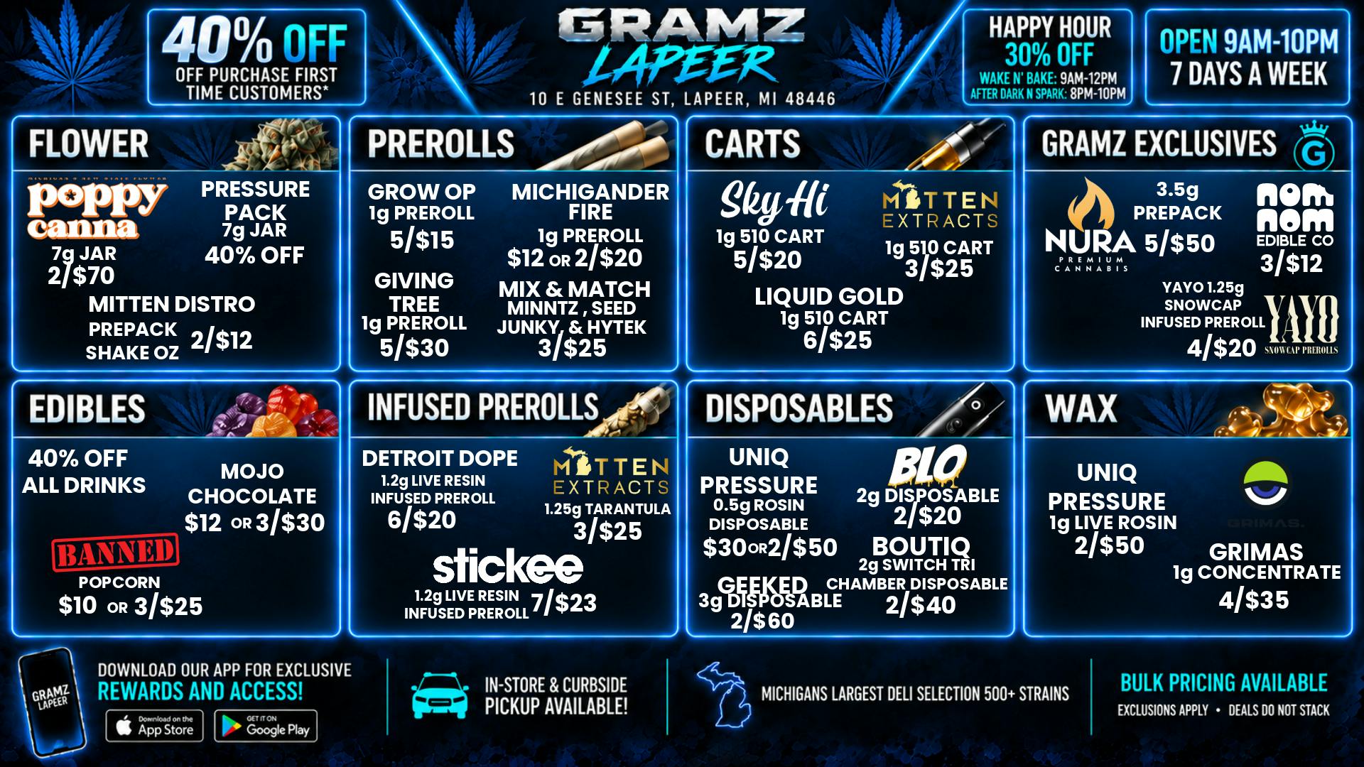 Gramz Cannabis - Lapeer 40% Off Pressure Pack 7g + Lapeer Deals🌿