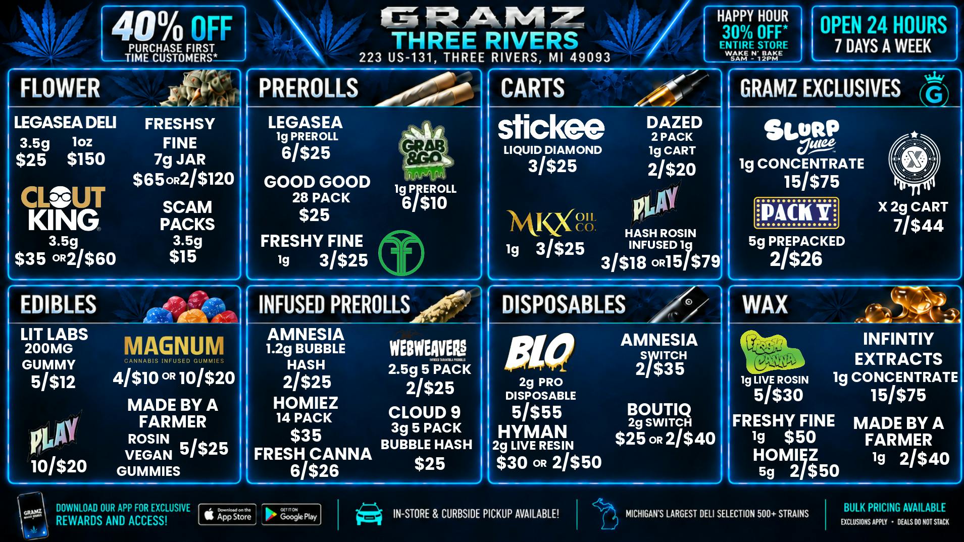 Gramz Cannabis - Three Rivers 🔥 Gramz Three Rivers: Open 24/7 + Hot Deals!