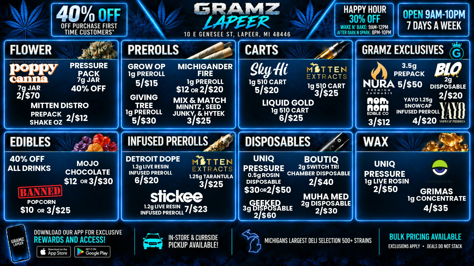 Gramz Cannabis - Lapeer 🔥 Gramz Lapeer: 2 Shake OZ $12 + 5 Carts $20 💨