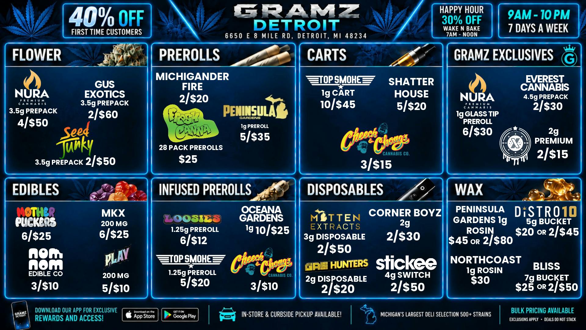 Gramz Cannabis Detroit 🔥 Gramz Detroit: 3 Carts $15 + 4 Eighths $50 💨