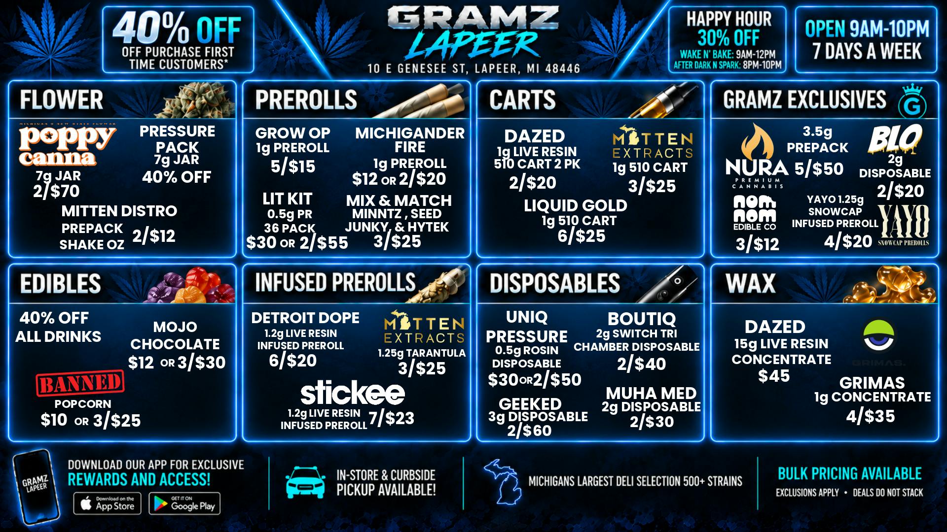Gramz Cannabis - Lapeer 🔥 Bundle Deals: 2/$12 Shake OZ & 6/$25 Carts 💨