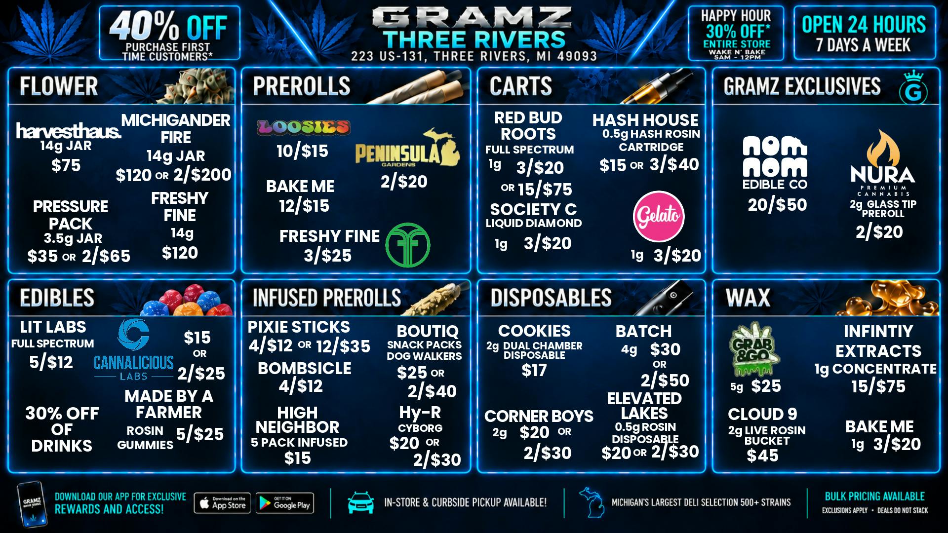 Gramz Cannabis - Three Rivers 🔥 Bundle Deals: 10/$15 Prerolls & 3/$20 Carts 💨