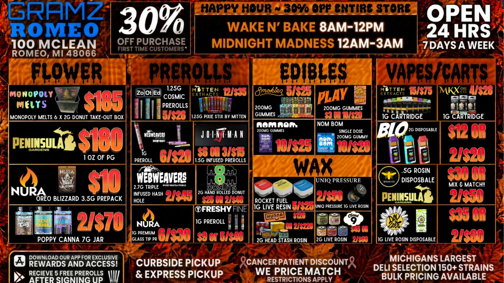 Gramz Cannabis - Romeo 🎃 30% Off Happy Hour + October Deals
