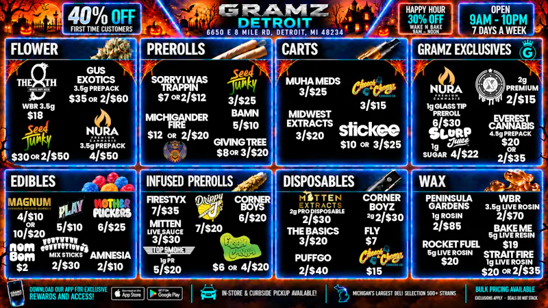 Gramz Cannabis Detroit 🎃 Gramz Detroit | Halloween Week Deals